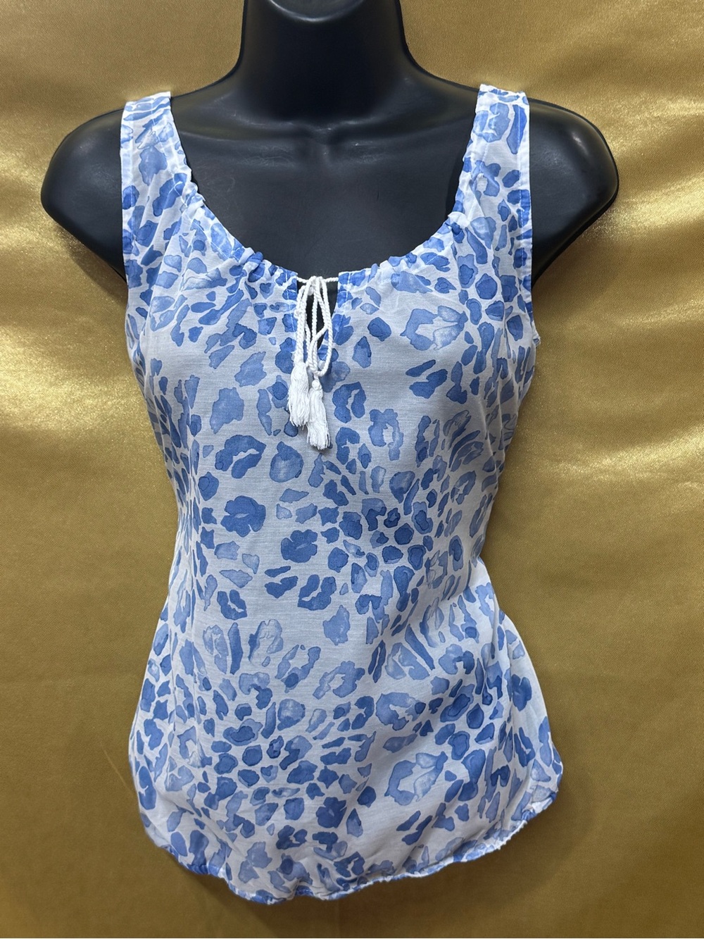 LOFT Ann Taylor Blue Leopard Print Sleeveless Tank Top - Size XS